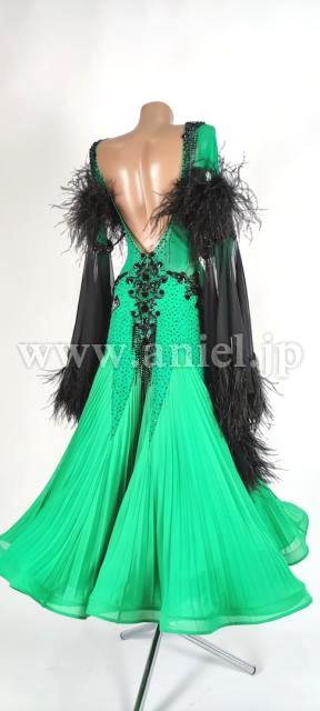 社交ダンスドレス・衣装のドレスネットアニエル / M7828・【NAZAR】緑 