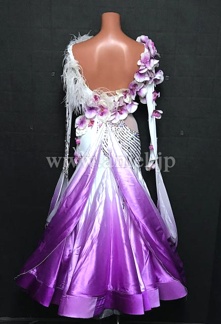 社交ダンスドレス・衣装のドレスネットアニエル / M8343・白&紫