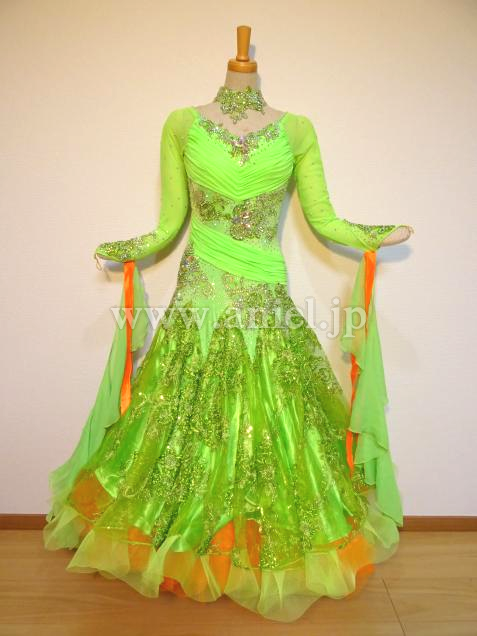 社交ダンスドレス・衣装のドレスネットアニエル / M4821・黄緑 