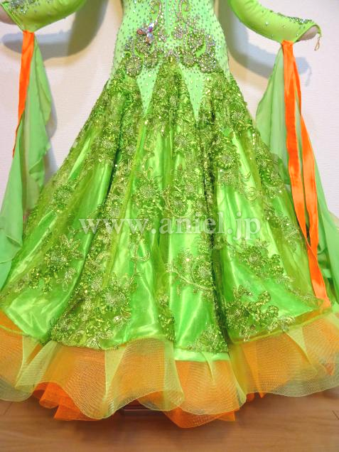 社交ダンスドレス・衣装のドレスネットアニエル / M4821・黄緑 